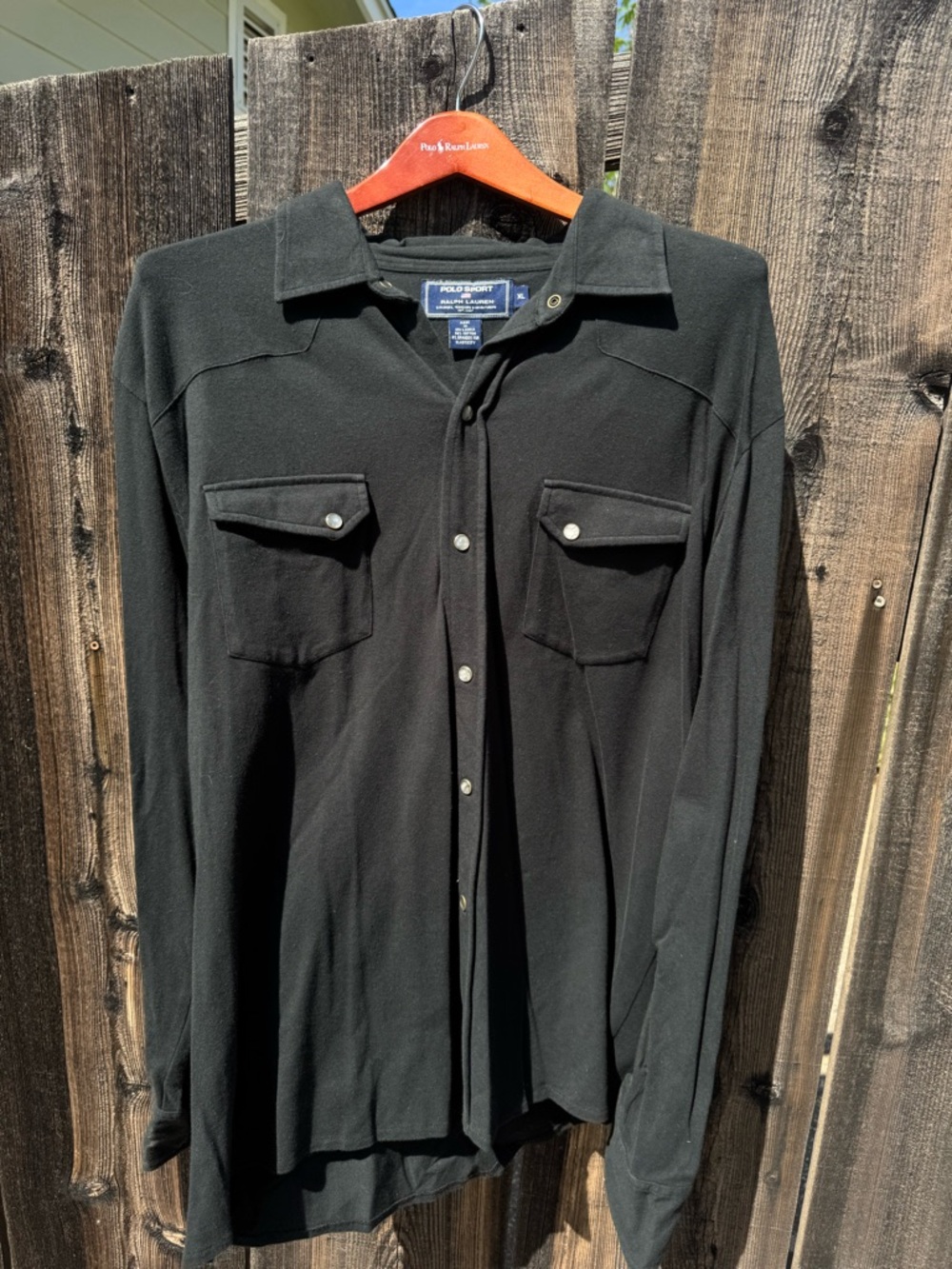 Ralph Lauren Polo Sport Black Western Pearl Snap-Front Shirt VTG